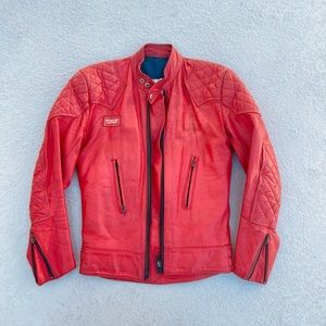 Vintage red motorcycle leather jacket